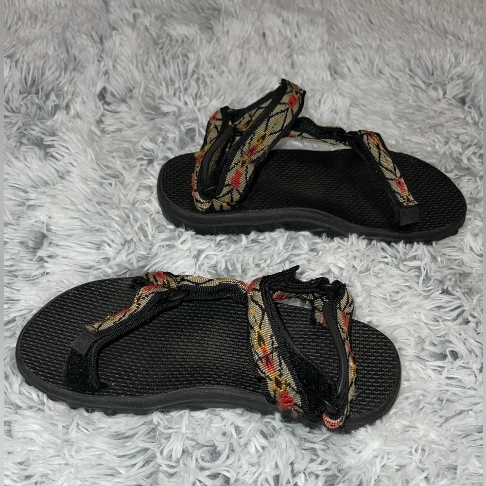 Teva Black Sandals with Multicolor Floral Straps